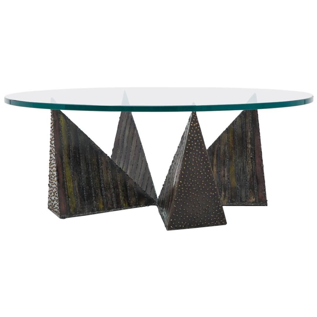 Paul Evans, Polychromed Sculpted Steel Coffee Table for Directional, USA, 1970s