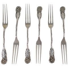 19th Century Reed & Barton Sterling Silver La Reine Pattern Berry Forks Set/Six