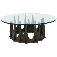 Paul Evans, Sculpted Stalagmite Bronze Cocktail Coffee Table, USA, 1972