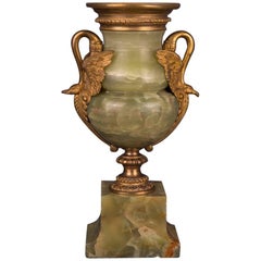 19th Century, Empire Fire-Gilt Bronze Antique Onyx Vase