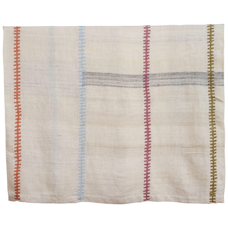 Desi Stitch by Stitch Handwoven Indian Wool Blanket For Sale at 1stDibs