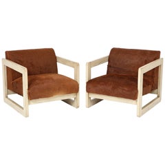 Pair of Cowhide Upholstered Club Chairs