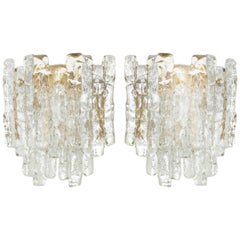 Vintage Ice Glass Sconces by Kalmar