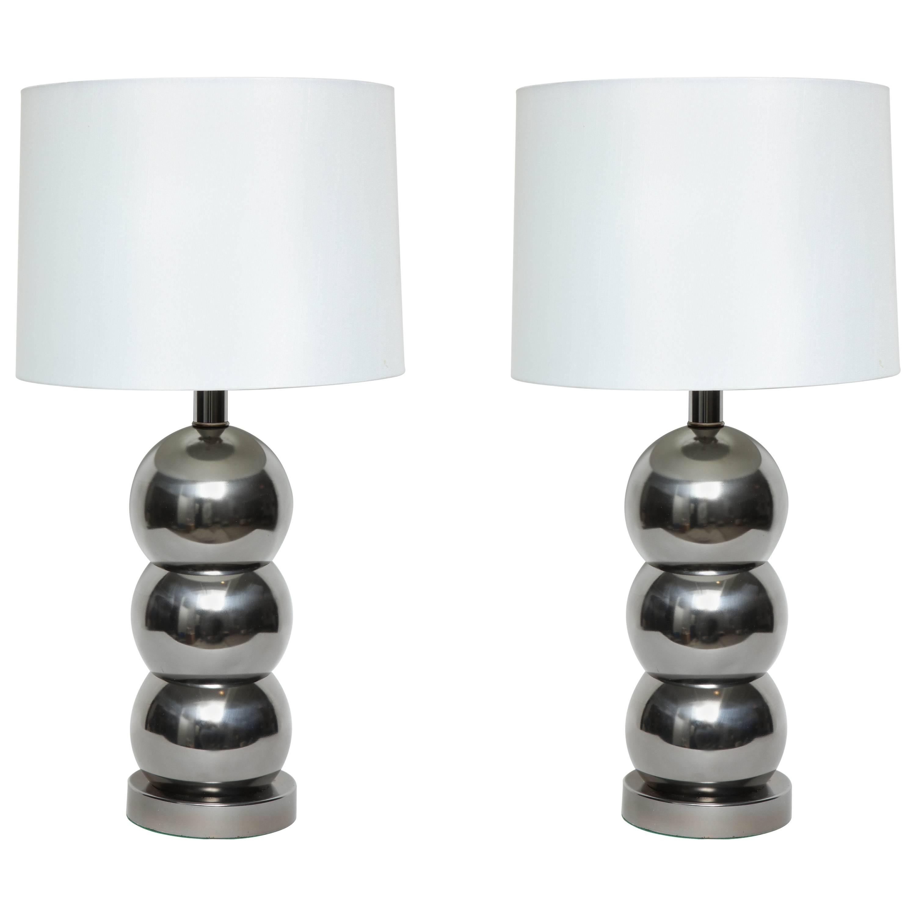 George Kovacs Stacked Gunmetal Ball Lamps