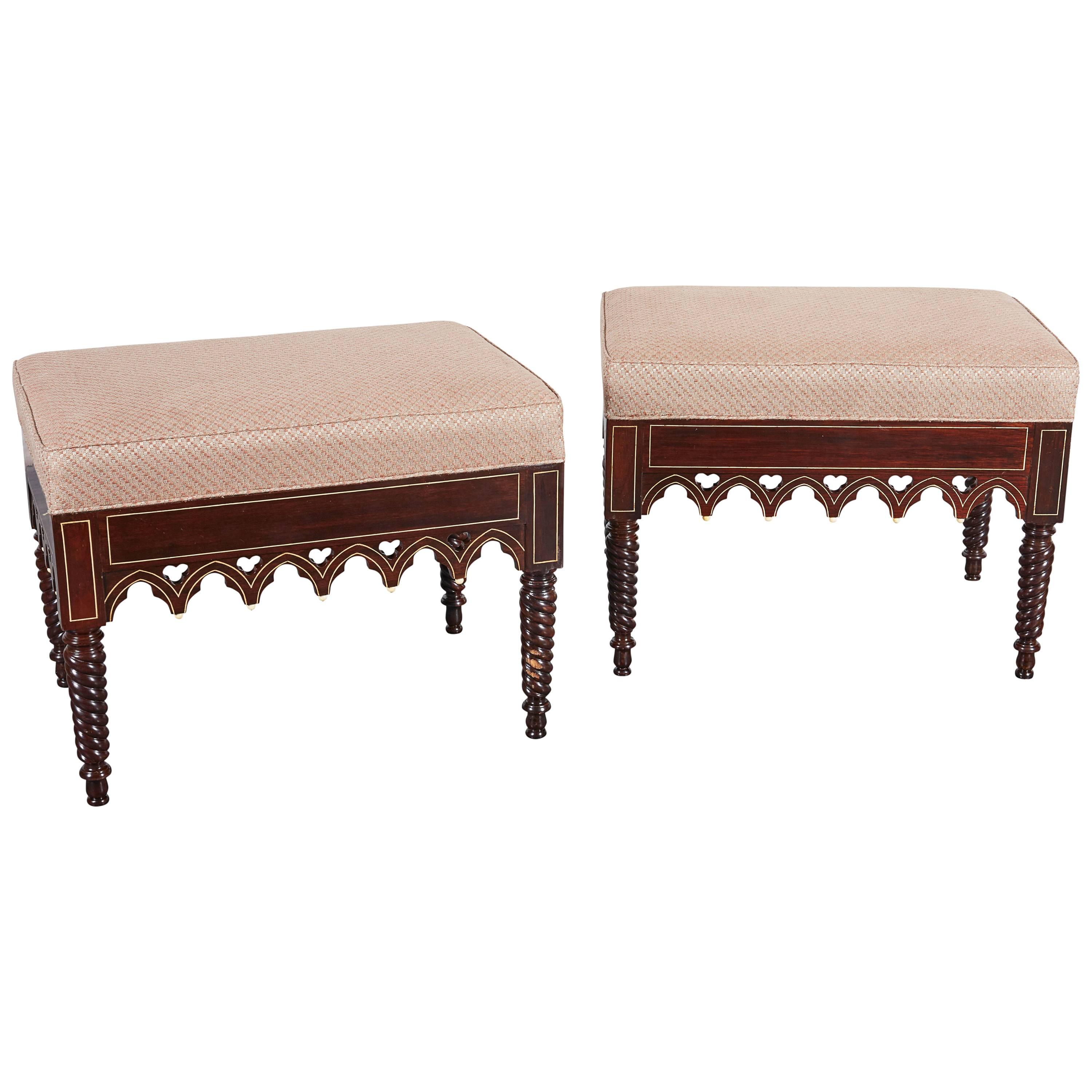 Pair of Charles X Gothic Revival Rosewood Benches