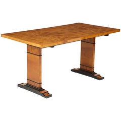 Swedish Grace Elm, Burl Elm and Ebonized Table by Erik Chambert, circa 1930-1940