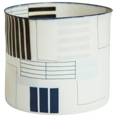 Eggshell Porcelain Vessel with Geometric Forms by Bodil Manz