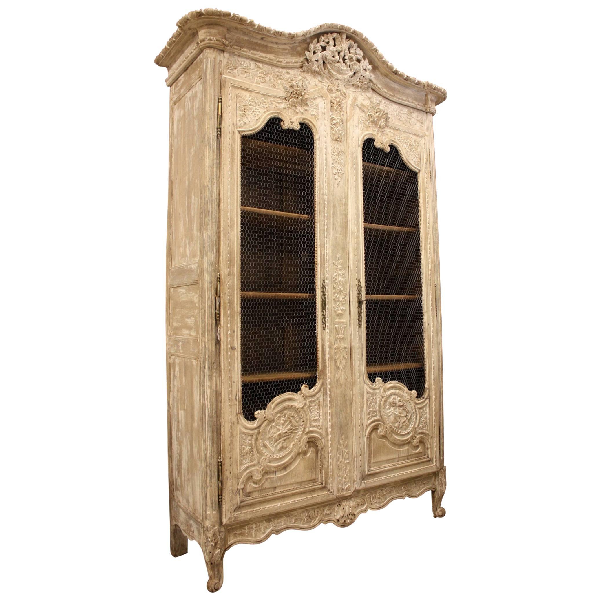 Carved and Painted Oak Armoire