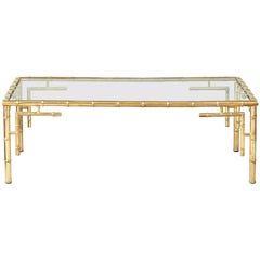 Brass Faux Bamboo Maison Jansen Style Coffee Table