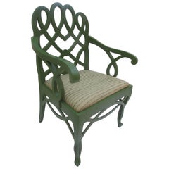 Frances Elkins Loop Chair in Original Green Lacquer and Fabric