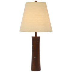 Vintage Turned Walnut and Tile Table Lamp by Gordon and Jane Martz