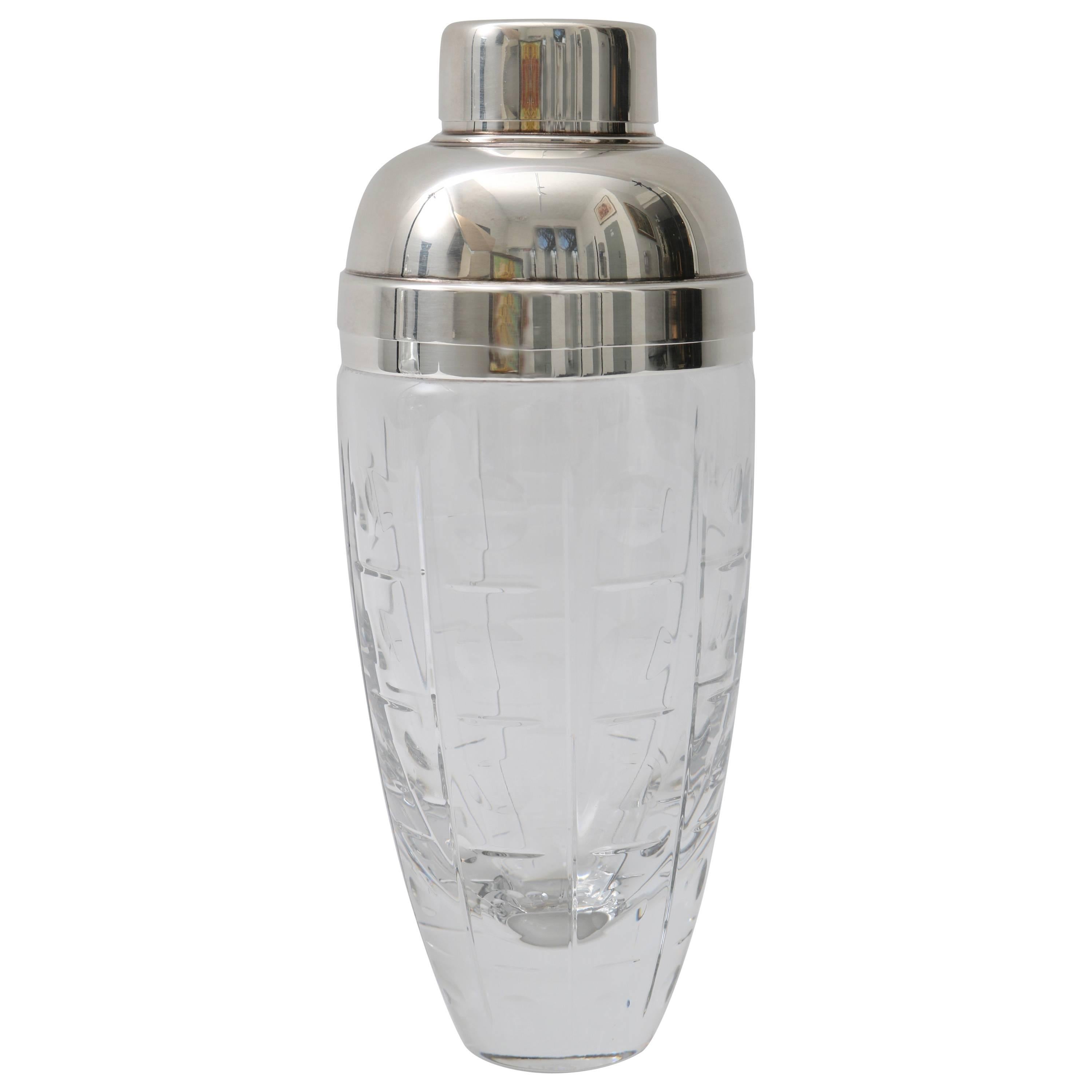 Baccarat Cut Crystal and Silver Plated Martini, Drink Shaker
