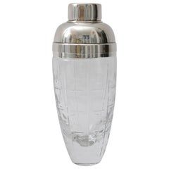 Vintage Baccarat Cut Crystal and Silver Plated Martini, Drink Shaker