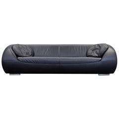 Koinor Pearl Designer-Sofa aus schwarzem Leder mit drei Sitzen