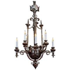 19th Century Chandelier of Wrought Iron in the Renaissance Style