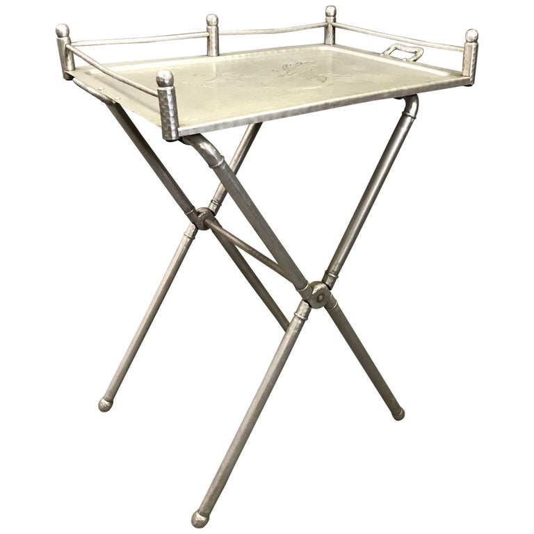 Brushed Aluminum Folding Tray Table by Mary Wright for Everlast Metal