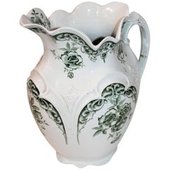 19th Century Transfer Ware Iron Stone Pitcher