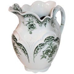 19th Century Transfer Ware Iron Stone Pitcher 7