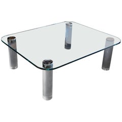 Pace Collection Glass, Lucite and Chrome Large Coffee Table