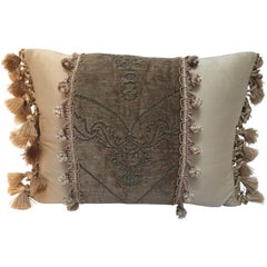 Silk Throw Pillow with French Gold Trim