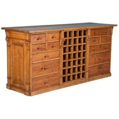 Used Free Standing Danish Pine Kitchen Island with Built in Wine Rack