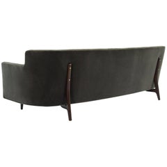 Mid-Century Modern Walnut Bracket Back Crescent Sofa