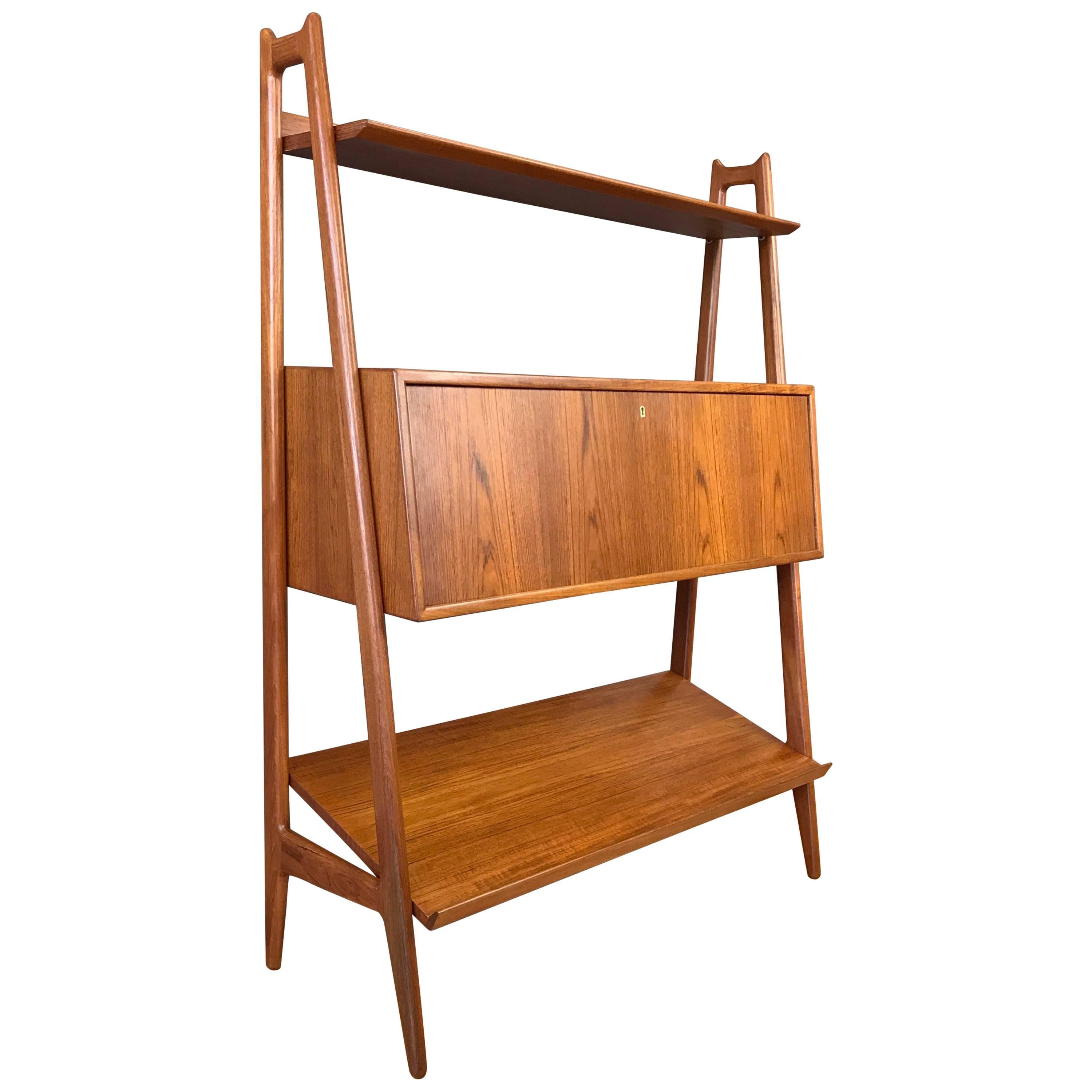 Anton Borg & Arne Vodder for Vamo Teak Bookshelf with Desk Cabinet