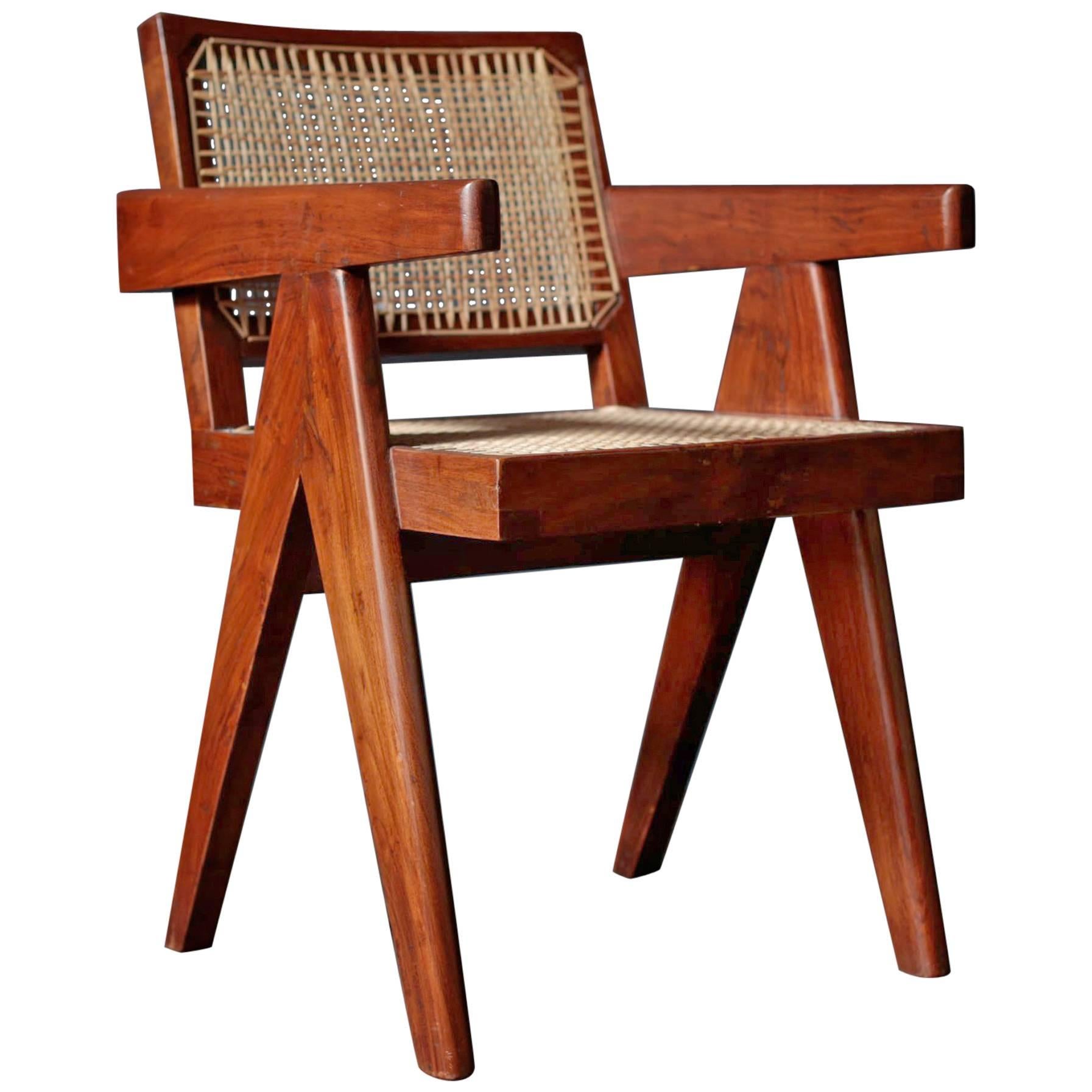 Office Cane Chair in Sissoo by Pierre Jeanneret