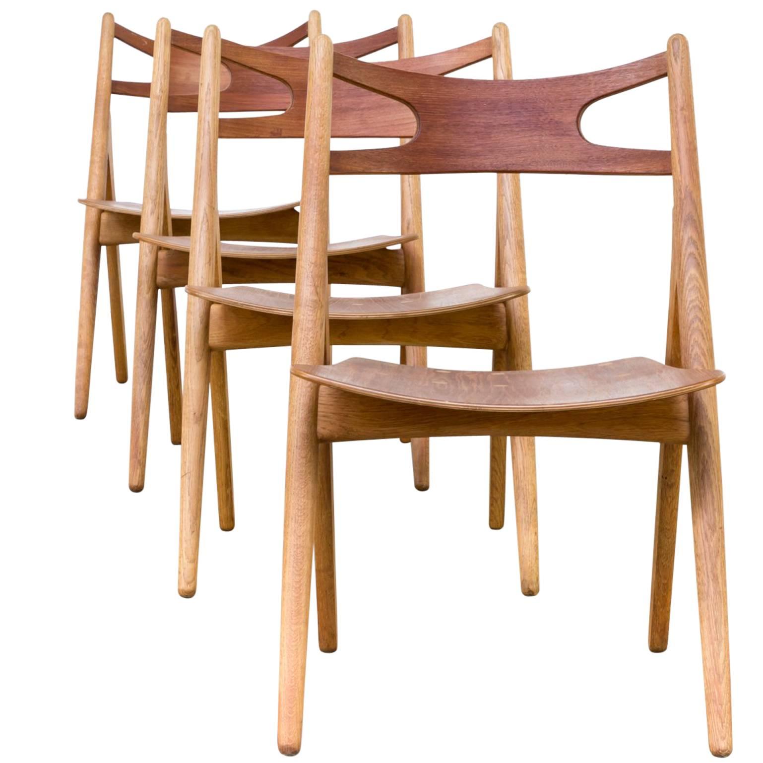 1960s Hans Wegner ‘CH29 Sawback’ Dining Chairs for Carl Hansen & Son For Sale