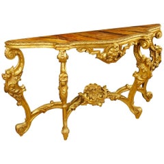 20th Century Italian Lacquered and Golden Console