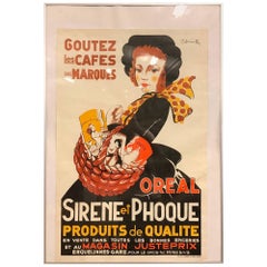 Vintage French Coffee Affiche 'Sirene et Phoque'