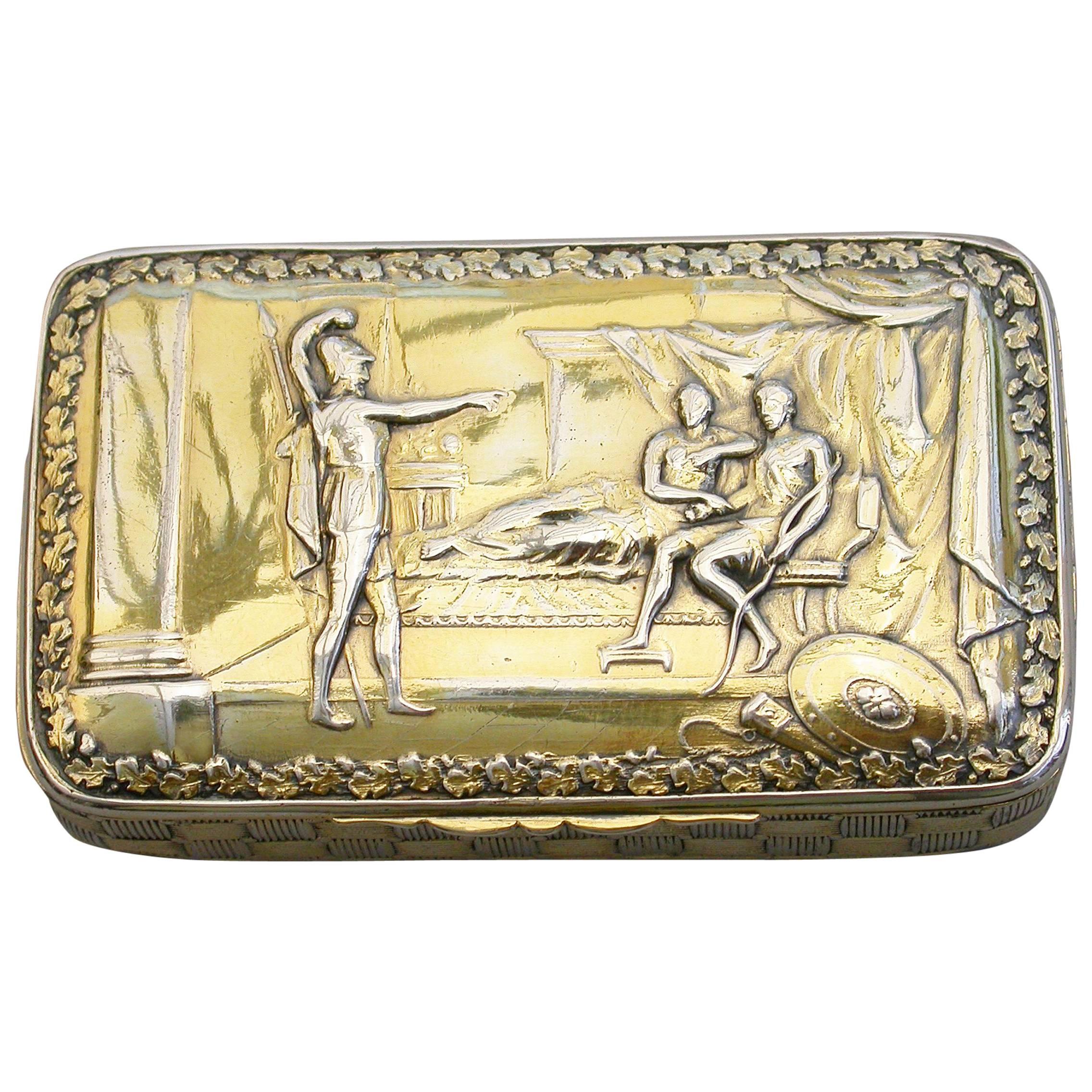 George III Silver Gilt Snuff Box 'Achilles & Agamemnon' by Joseph Willmore, 1814