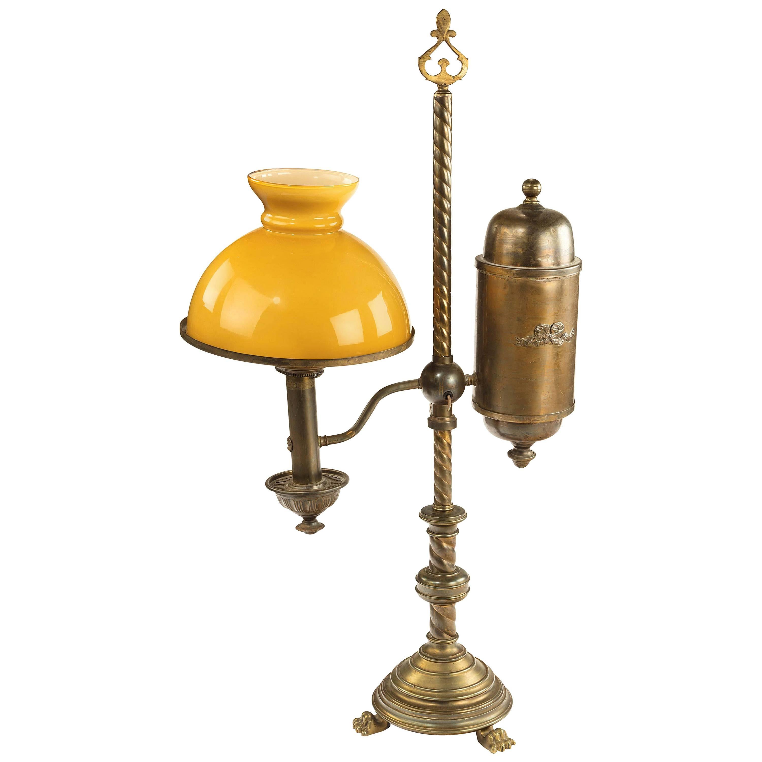 Alabaster-Tisch-Öllampe aus dem späten 19. Jahrhundert