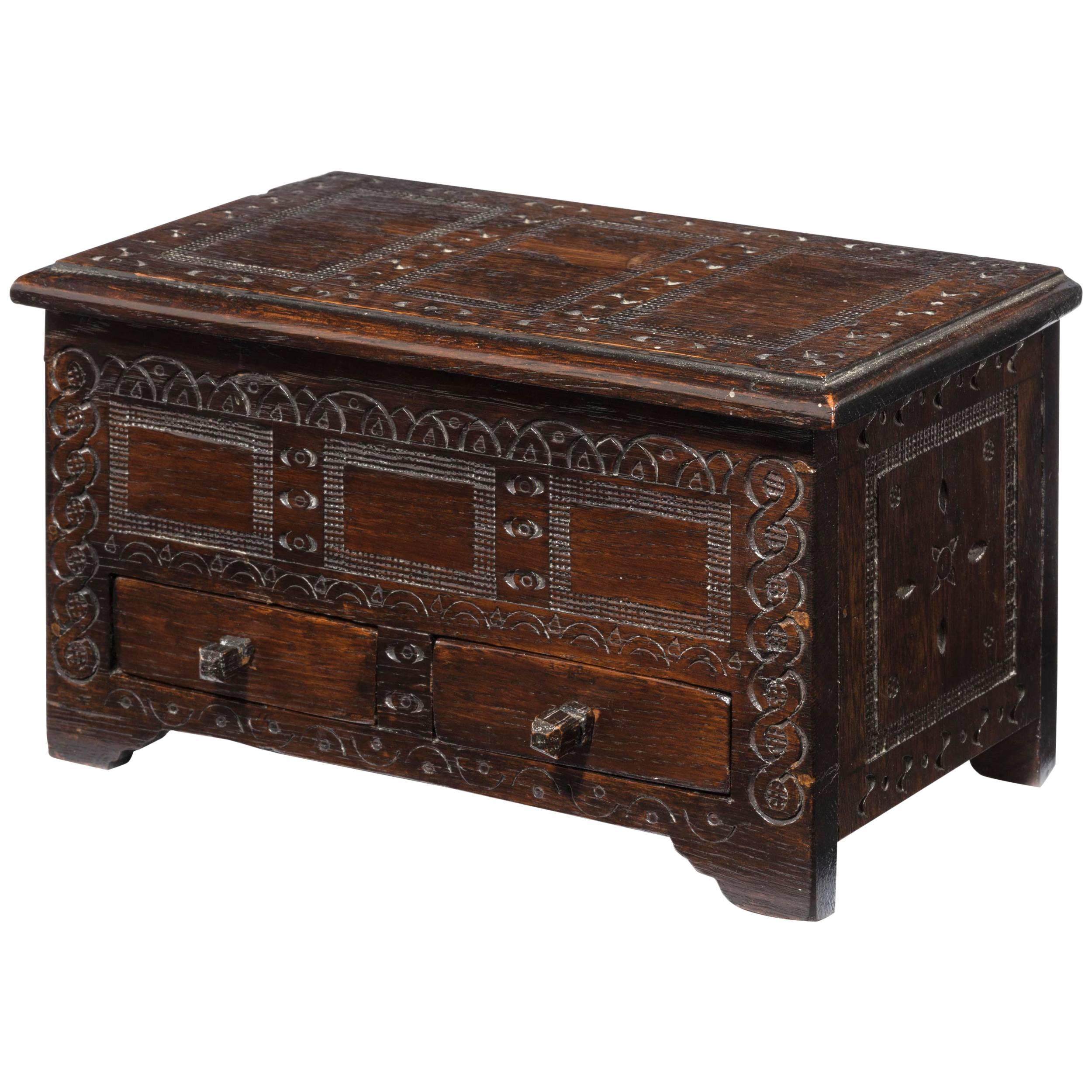 17th Century Style Oak Miniature Kist