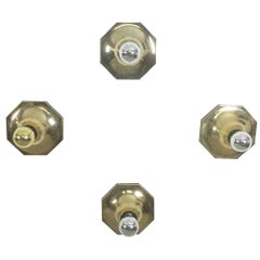 Set of Four Golden Cubic Wall Lights by Motoko Ishii for Staff Lights, Germany