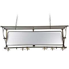 Brass Coat Rack with Mirror and Hooks