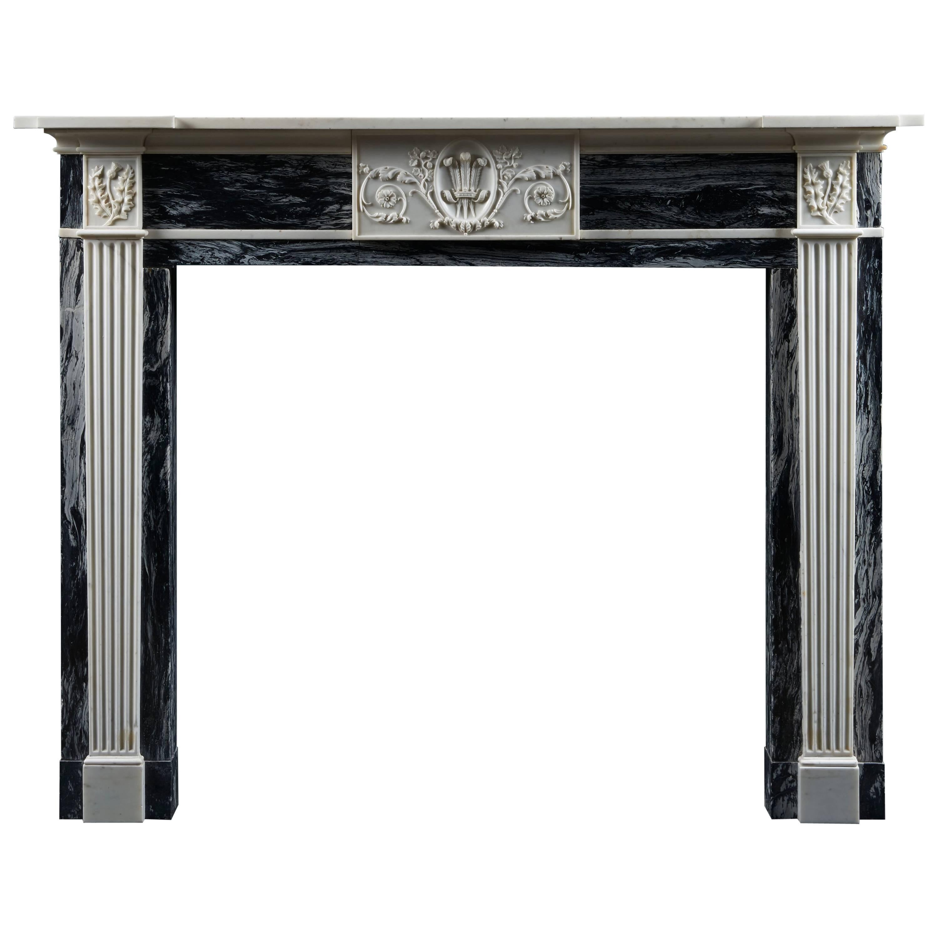 Antique Georgian Fireplace Mantle in Bardiglio and Statuary Marble For Sale