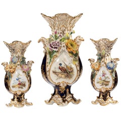 Late 19th Century Trio of Coalbrookdale Vases
