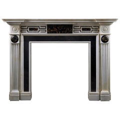 Antique Neoclassical Fireplace in Portoro, Irish Fossil and Statuary Marble