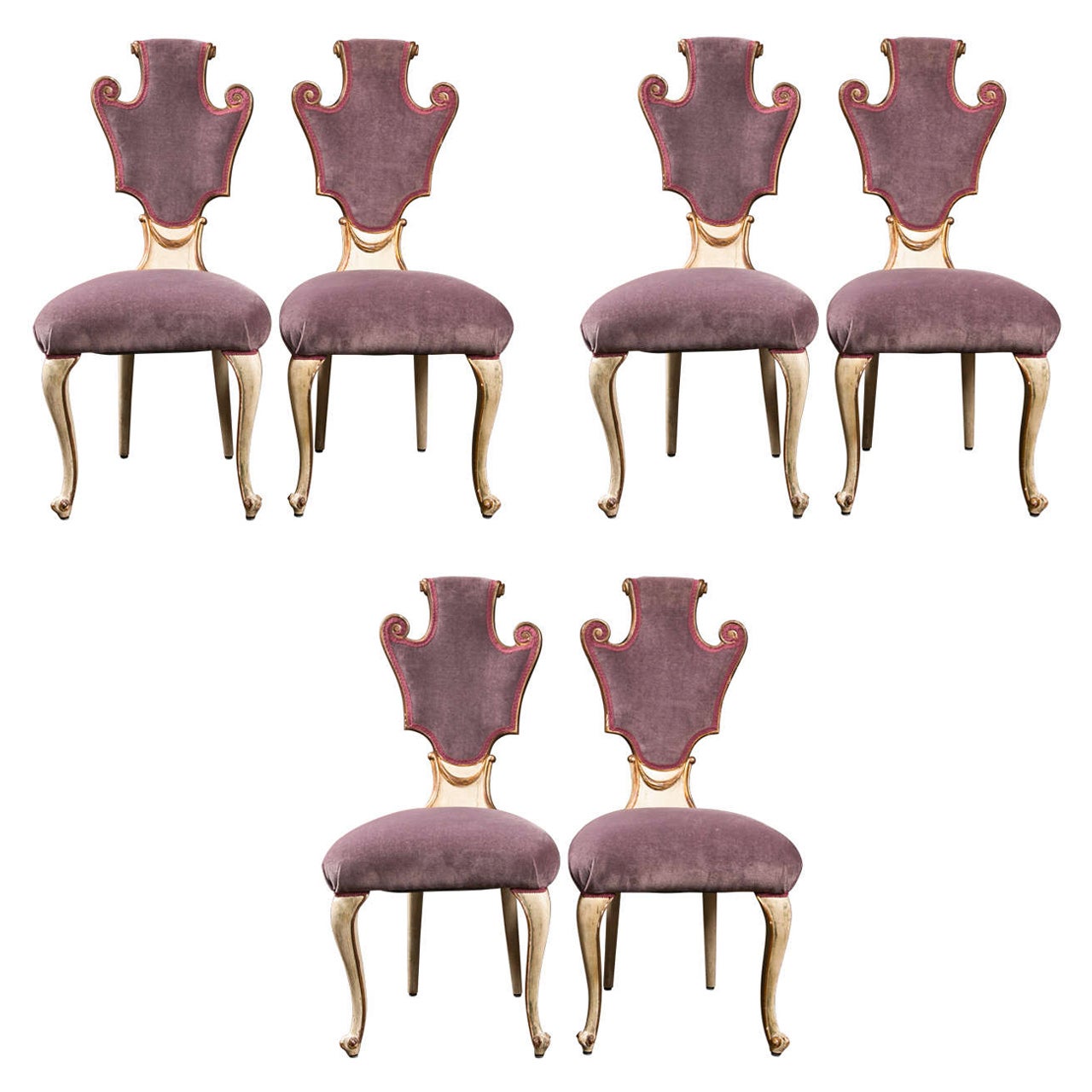 Ensemble de 6 chaises de salle à manger vénitiennes en vente