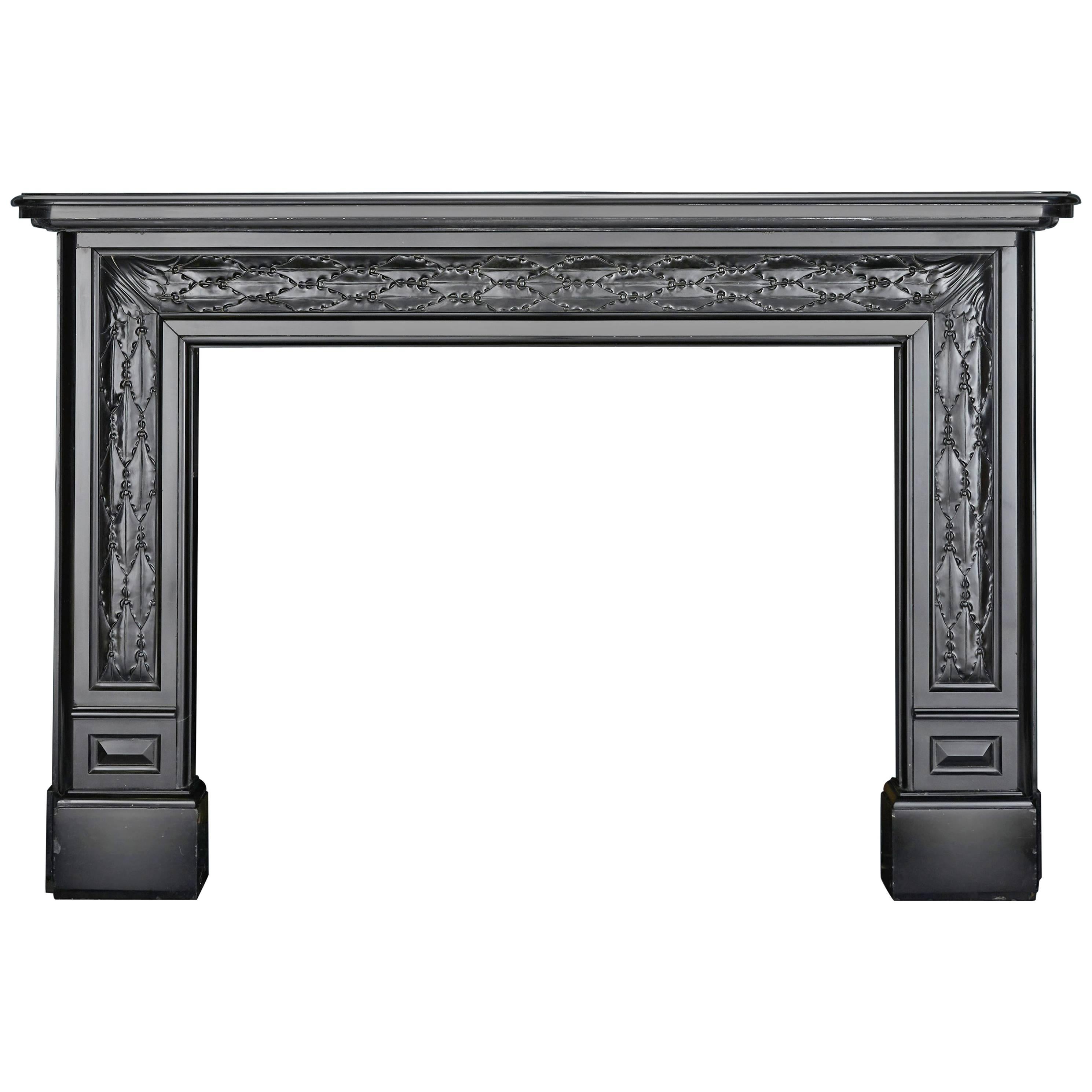 Antique Charles X Black Marble Fireplace Mantel