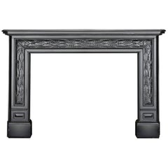 Antique Charles X Black Marble Fireplace Mantel