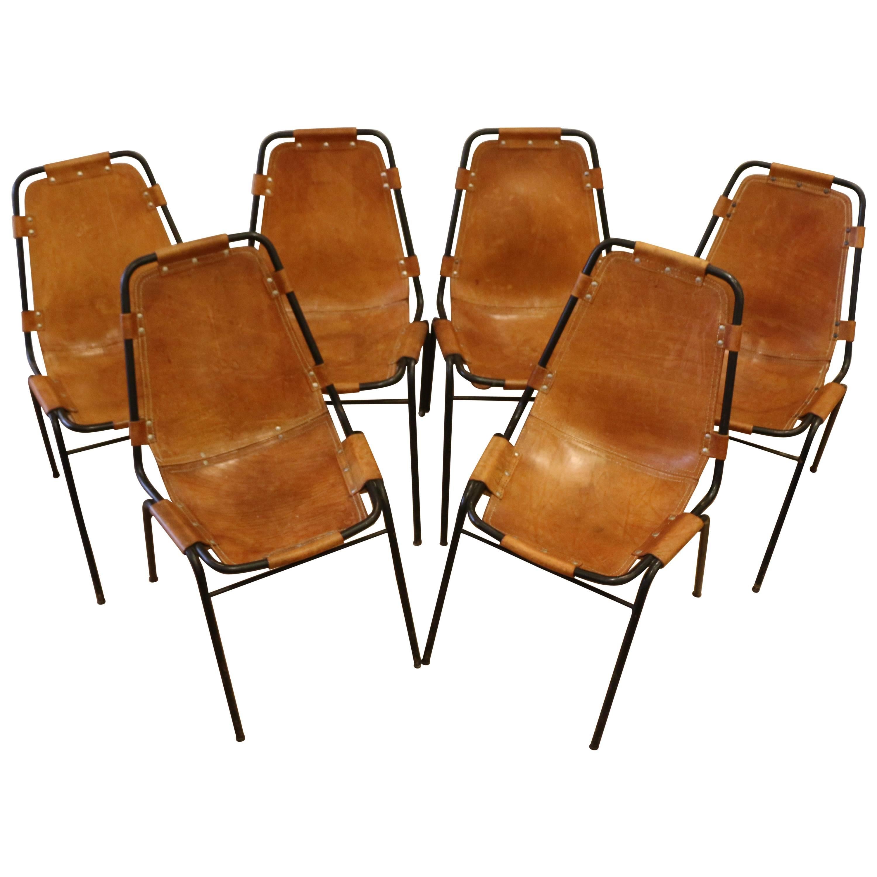 Set of Six Original Les Arcs Chairs, France, 1960s