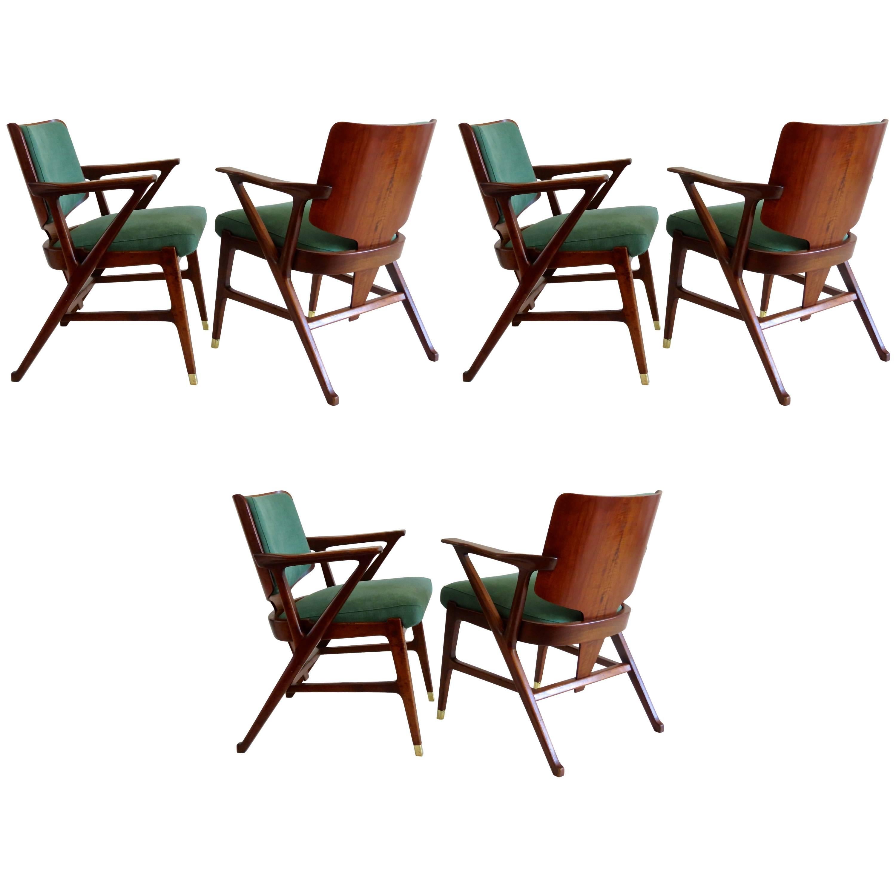 Important  Set of Six Cassina Dining Armchairs, designed by Enrico Ciuti, 1950