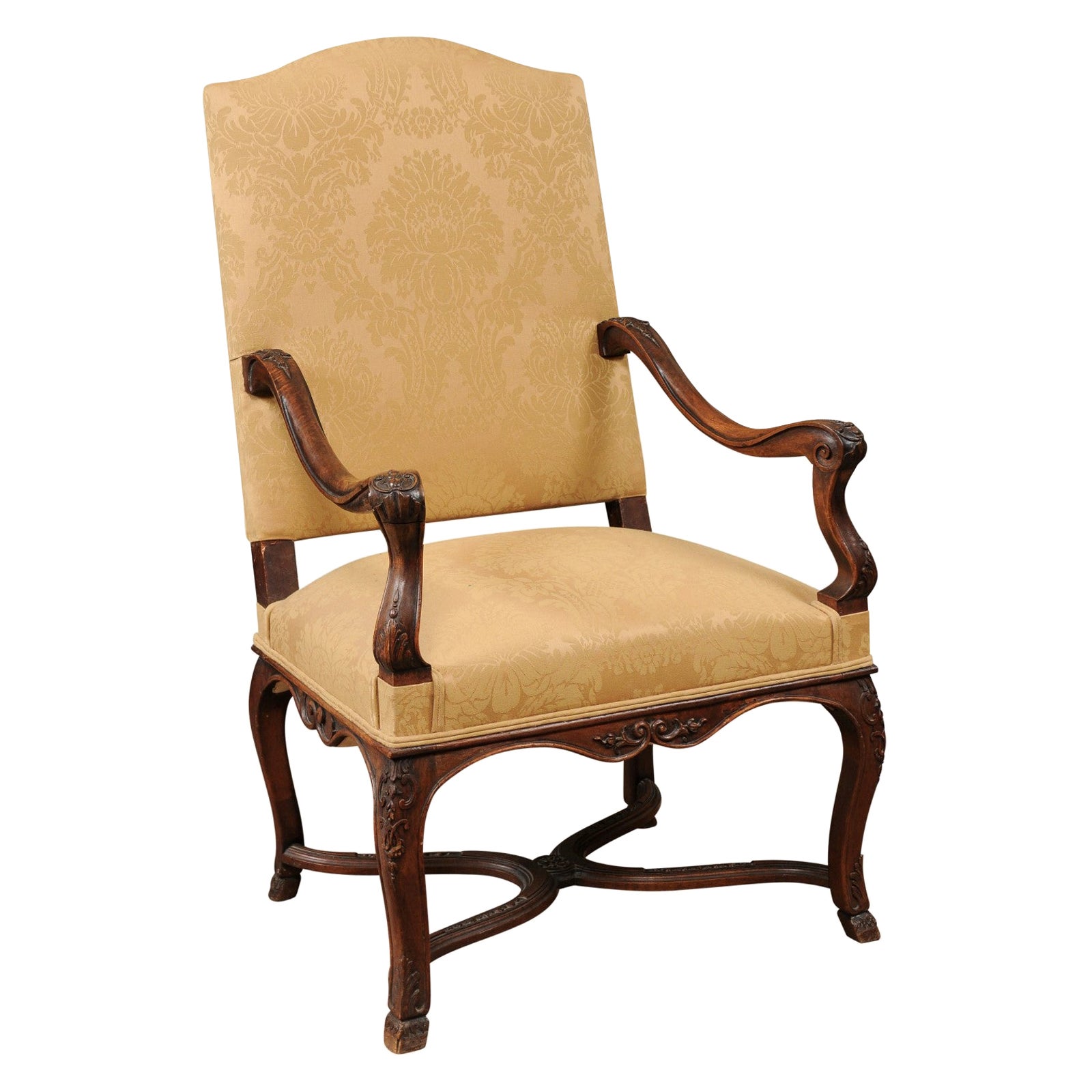 Regence Period Fauteuil in Walnut, France ca. 1720 For Sale