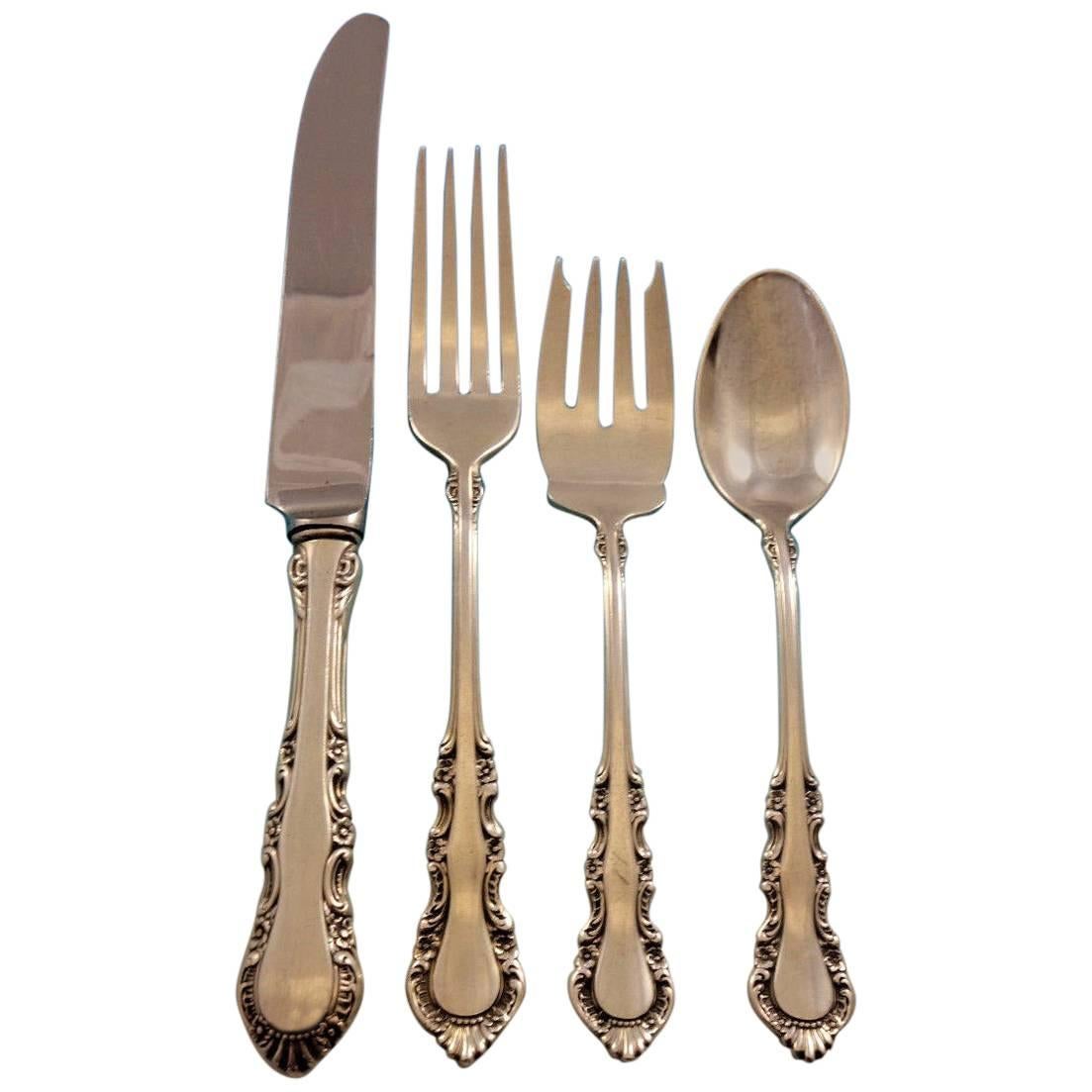 Georgian Rose by Reed & Barton Sterling Silver Flatware Set 8 Service 32 Pieces For Sale