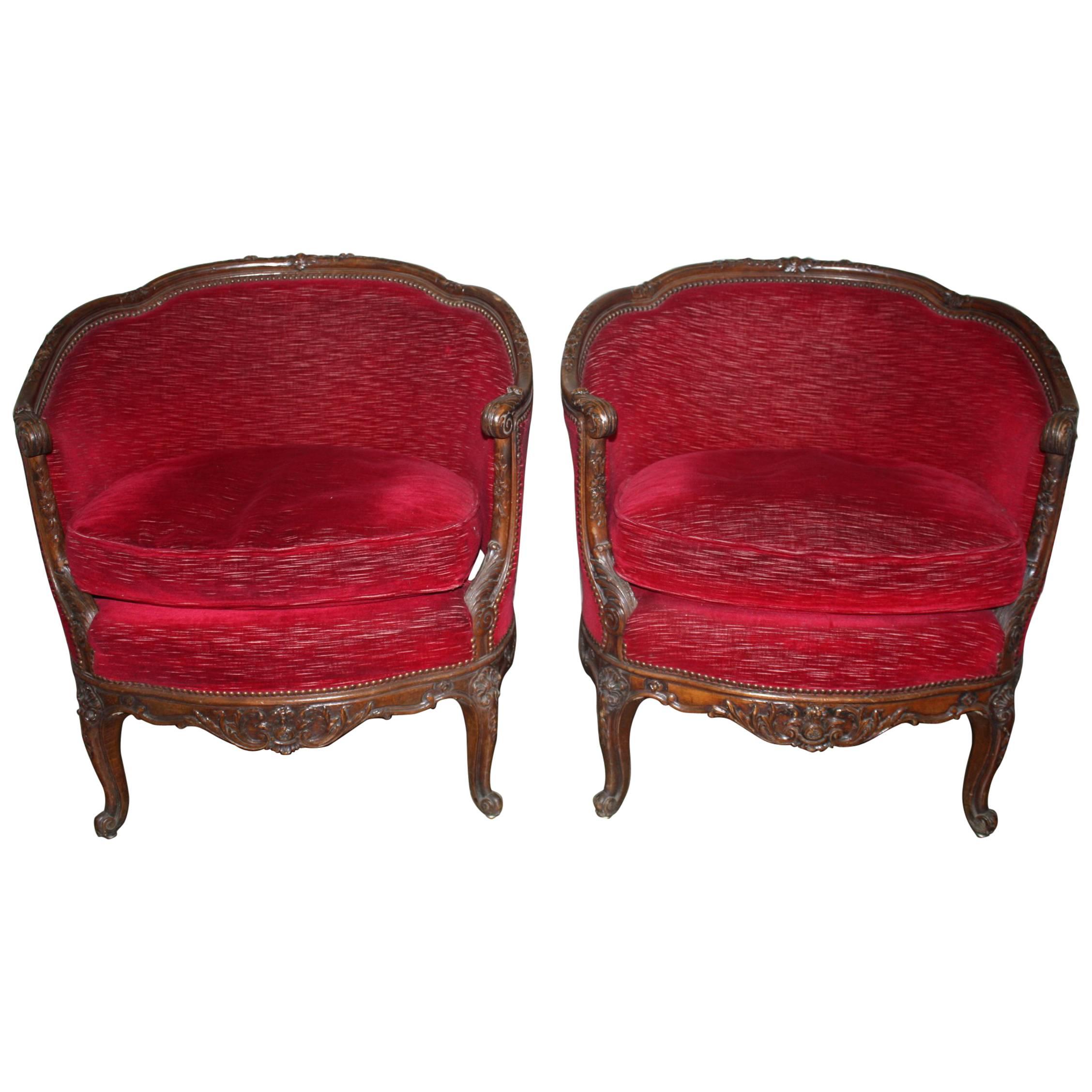19th Century French Pair of Bergeres