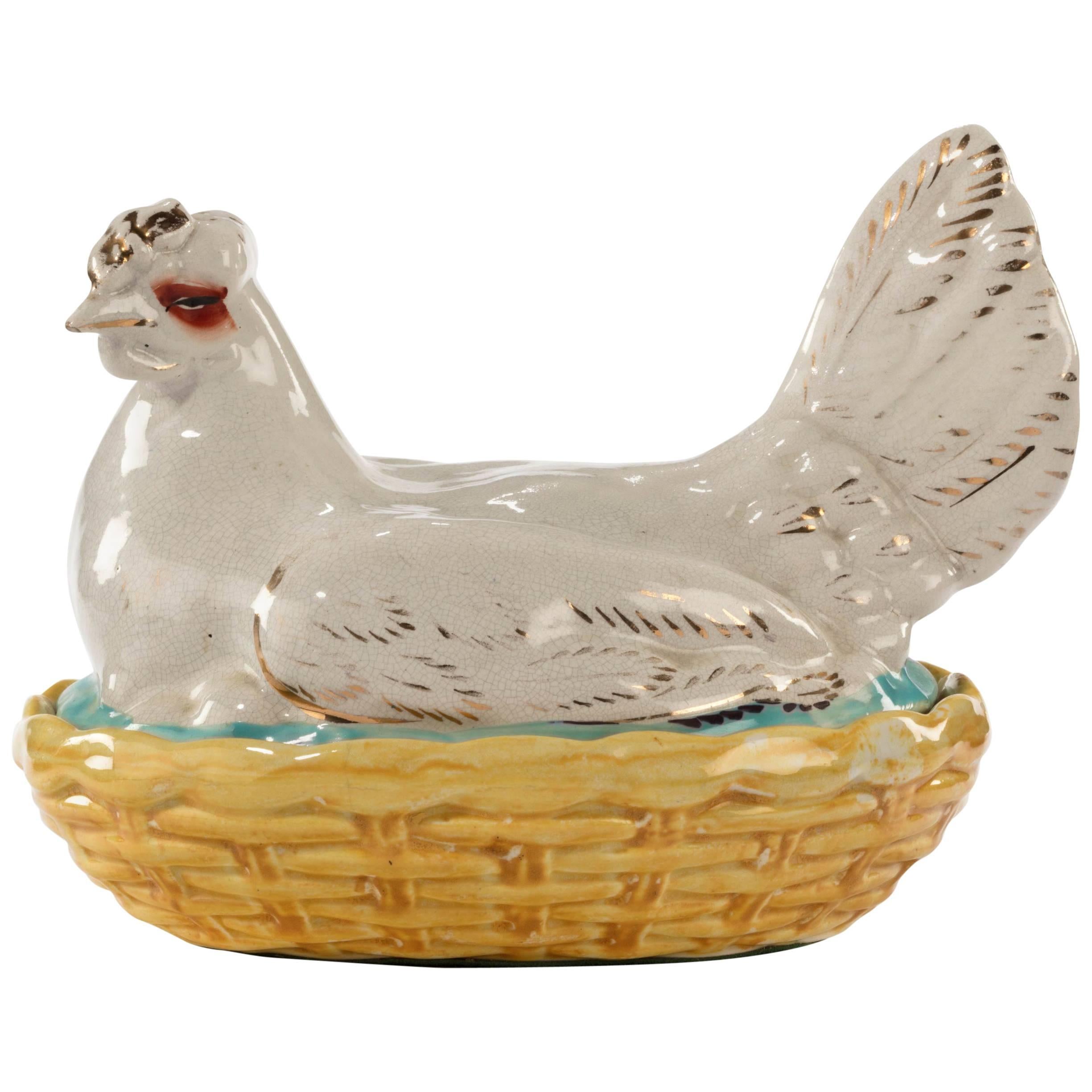 Small 19th Century Staffordshire Hen Basket