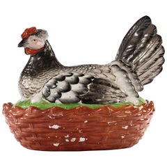 Large 19th Century Staffordshire Hen Basket