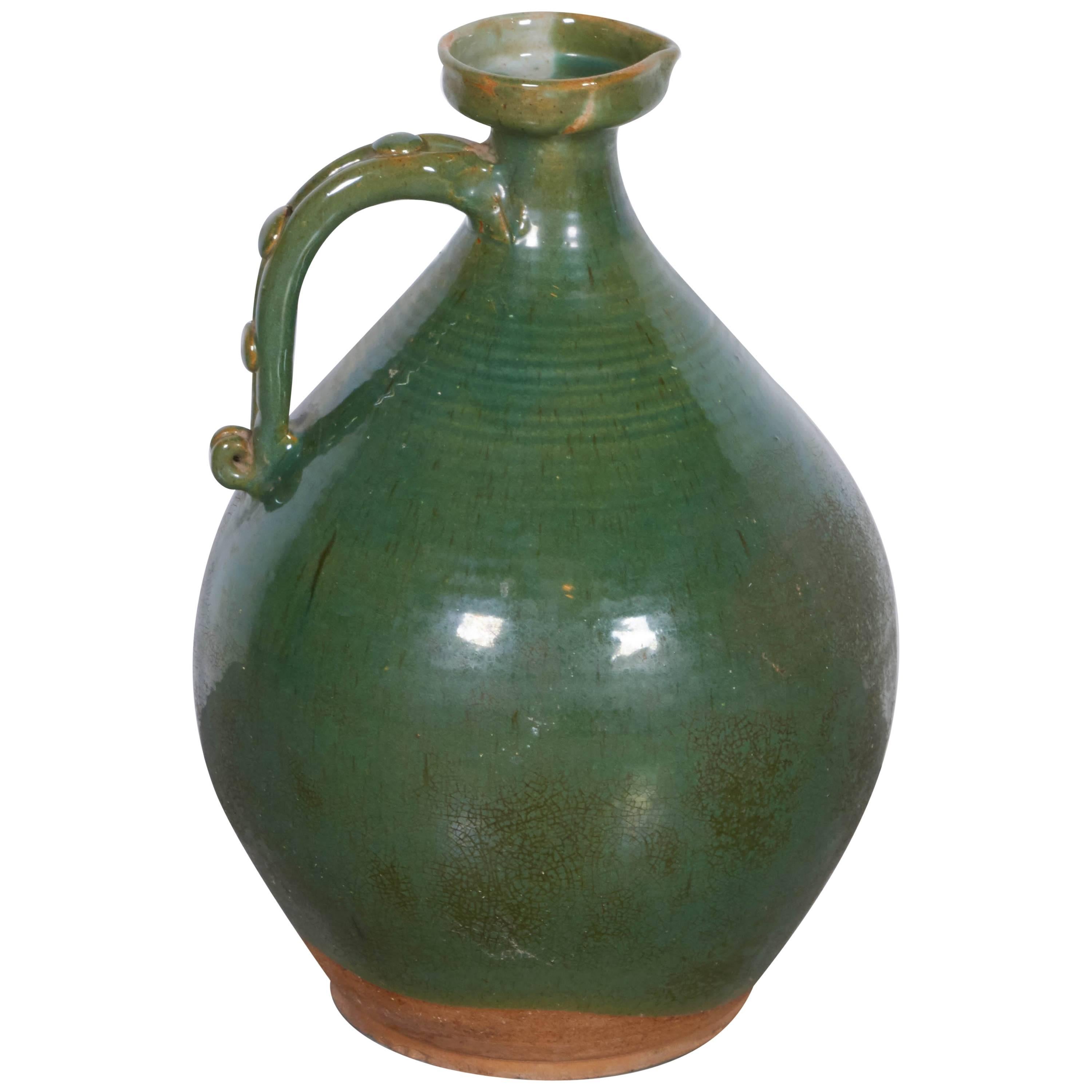 Large, Brightly Glazed Antique Chinese Ceramic Wine Jar